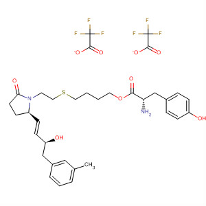 494223-05-1  L-Tyrosine,4-[[2-[(2R)-2-[(1E,3S)-3-hydroxy-4-(3-methylphenyl)-1-butenyl]-5-oxo-1-pyrrolidinyl]ethyl]thio]butyl ester, bis(trifluoroacetate) (salt)