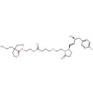 494223-96-0  Pentanoic acid, 2,2-diethyl-,2-[4-[[2-[(2R)-2-[(1E,3S)-4-(4-fluorophenyl)-3-hydroxy-1-butenyl]-5-oxo-1-pyrrolidinyl]ethyl]thio]-1-oxobutoxy]ethyl ester