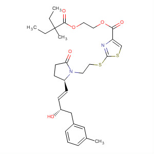 494223-99-3  4-Thiazolecarboxylic acid,2-[[2-[(2R)-2-[(1E,3S)-3-hydroxy-4-(3-methylphenyl)-1-butenyl]-5-oxo-1-pyrrolidinyl]ethyl]thio]-, 2-(2-ethyl-2-methyl-1-oxobutoxy)ethyl ester