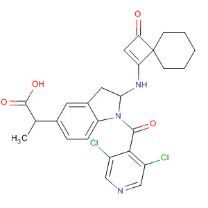 494227-58-6  1H-Indole-5-propanoic acid,1-[(3,5-dichloro-4-pyridinyl)carbonyl]-2,3-dihydro-a-[(3-oxospiro[3.5]non-1-en-1-yl)amino]-