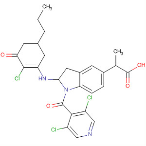 494227-92-8  1H-Indole-5-propanoic acid,a-[(2-chloro-3-oxo-5-propyl-1-cyclohexen-1-yl)amino]-1-[(3,5-dichloro-4-pyridinyl)carbonyl]-2,3-dihydro-