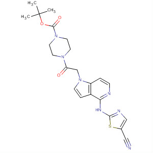 494767-47-4  1-Piperazinecarboxylic acid,4-[[4-[(5-cyano-2-thiazolyl)amino]-1H-pyrrolo[3,2-c]pyridin-1-yl]acetyl]-,1,1-dimethylethyl ester
