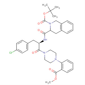 494780-94-8  2(1H)-Isoquinolinecarboxylic acid,3-[[[(1R)-1-[(4-chlorophenyl)methyl]-2-[4-[2-(methoxycarbonyl)phenyl]-1-piperazinyl]-2-oxoethyl]amino]carbonyl]-3,4-dihydro-, 1,1-dimethylethylester, (3S)-