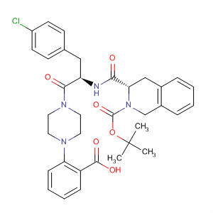 494780-96-0  2(1H)-Isoquinolinecarboxylic acid,3-[[[(1R)-2-[4-(2-carboxyphenyl)-1-piperazinyl]-1-[(4-chlorophenyl)methyl]-2-oxoethyl]amino]carbonyl]-3,4-dihydro-, 2-(1,1-dimethylethyl) ester,(3S)-