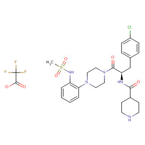 494781-54-3  4-Piperidinecarboxamide,N-[(1R)-1-[(4-chlorophenyl)methyl]-2-[4-[2-[(methylsulfonyl)amino]phenyl]-1-piperazinyl]-2-oxoethyl]-, trifluoroacetate