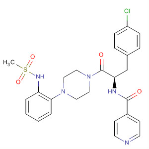 494781-85-0  4-Pyridinecarboxamide,N-[(1R)-1-[(4-chlorophenyl)methyl]-2-[4-[2-[(methylsulfonyl)amino]phenyl]-1-piperazinyl]-2-oxoethyl]-