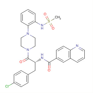 494781-87-2  6-Quinolinecarboxamide,N-[(1R)-1-[(4-chlorophenyl)methyl]-2-[4-[2-[(methylsulfonyl)amino]phenyl]-1-piperazinyl]-2-oxoethyl]-