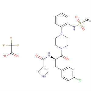 494781-90-7  3-Azetidinecarboxamide,N-[(1R)-1-[(4-chlorophenyl)methyl]-2-[4-[2-[(methylsulfonyl)amino]phenyl]-1-piperazinyl]-2-oxoethyl]-, trifluoroacetate