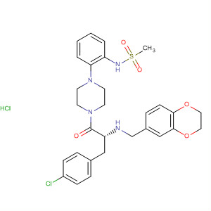 494782-20-6  Piperazine,1-[(2R)-3-(4-chlorophenyl)-2-[[(2,3-dihydro-1,4-benzodioxin-6-yl)methyl]amino]-1-oxopropyl]-4-[2-[(methylsulfonyl)amino]phenyl]-,monohydrochloride