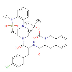 494782-34-2  2(1H)-Isoquinolinecarboxylic acid,3-[[[(1R)-1-[(4-chlorophenyl)methyl]-2-[4-[2-[methyl(methylsulfonyl)amino]phenyl]-1-piperazinyl]-2-oxoethyl]amino]carbonyl]-3,4-dihydro-,1,1-dimethylethyl ester