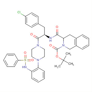 494782-62-6  2(1H)-Isoquinolinecarboxylic acid,3-[[[(1R)-1-[(4-chlorophenyl)methyl]-2-oxo-2-[4-[2-[(phenylsulfonyl)amino]phenyl]-1-piperazinyl]ethyl]amino]carbonyl]-3,4-dihydro-,1,1-dimethylethyl ester, (3S)-