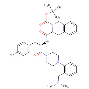 494783-15-2  2(1H)-Isoquinolinecarboxylic acid,3-[[[(1R)-1-[(4-chlorophenyl)methyl]-2-[4-[2-[(dimethylamino)methyl]phenyl]-1-piperazinyl]-2-oxoethyl]amino]carbonyl]-3,4-dihydro-,1,1-dimethylethyl ester, (3S)-