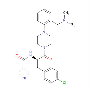 494783-16-3  3-Azetidinecarboxamide,N-[(1R)-1-[(4-chlorophenyl)methyl]-2-[4-[2-[(dimethylamino)methyl]phenyl]-1-piperazinyl]-2-oxoethyl]-