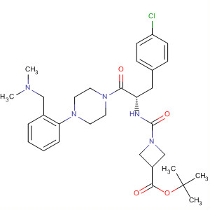 494783-19-6  3-Azetidinecarboxylic acid,1-[[[(1S)-1-[(4-chlorophenyl)methyl]-2-[4-[2-[(dimethylamino)methyl]phenyl]-1-piperazinyl]-2-oxoethyl]amino]carbonyl]-, 1,1-dimethylethyl ester