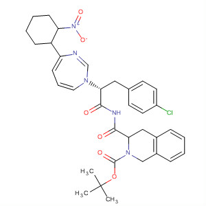 494783-41-4  2(1H)-Isoquinolinecarboxylic acid,3-[[[(1R)-1-[(4-chlorophenyl)methyl]-2-[hexahydro-4-(2-nitrophenyl)-1H-1,4-diazepin-1-yl]-2-oxoethyl]amino]carbonyl]-3,4-dihydro-,1,1-dimethylethyl ester, (3S)-