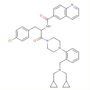 494783-60-7  6-Quinolinecarboxamide,N-[2-[4-[2-[[bis(cyclopropylmethyl)amino]methyl]phenyl]-1-piperazinyl]-1-[(4-chlorophenyl)methyl]-2-oxoethyl]-