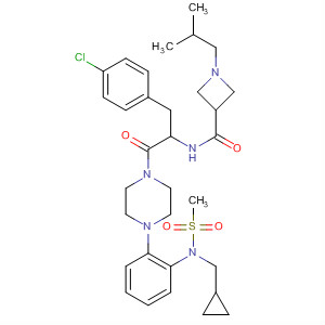 494783-74-3  3-Azetidinecarboxamide,N-[1-[(4-chlorophenyl)methyl]-2-[4-[2-[(cyclopropylmethyl)(methylsulfonyl)amino]phenyl]-1-piperazinyl]-2-oxoethyl]-1-(2-methylpropyl)-