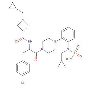 494783-76-5  3-Azetidinecarboxamide,N-[1-[(4-chlorophenyl)methyl]-2-[4-[2-[(cyclopropylmethyl)(methylsulfonyl)amino]phenyl]-1-piperazinyl]-2-oxoethyl]-1-(cyclopropylmethyl)-