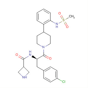 494795-32-3  3-Azetidinecarboxamide,N-[(1R)-1-[(4-chlorophenyl)methyl]-2-[4-[2-[(methylsulfonyl)amino]phenyl]-1-piperidinyl]-2-oxoethyl]-