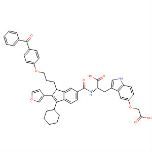 494854-56-7  L-Tryptophan,N-[[1-[3-(4-benzoylphenoxy)propyl]-3-cyclohexyl-2-(3-furanyl)-1H-inden-6-yl]carbonyl]-5-(carboxymethoxy)-