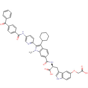 494854-58-9  L-Tryptophan,N-[[2-[5-[(4-benzoylbenzoyl)amino]-2-pyridinyl]-3-cyclohexyl-1-methyl-1H-indol-6-yl]carbonyl]-5-(carboxymethoxy)-