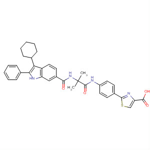 494854-98-7  4-Thiazolecarboxylic acid,2-[4-[[2-[[(3-cyclohexyl-2-phenyl-1H-indol-6-yl)carbonyl]amino]-2-methyl-1-oxopropyl]amino]phenyl]-