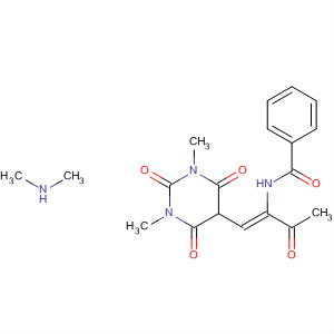 495383-70-5  Benzamide,N-[(1Z)-1-[(hexahydro-1,3-dimethyl-2,4,6-trioxo-5-pyrimidinyl)methylene]-2-oxopropyl]-, compd. with N-methylmethanamine (1:1)