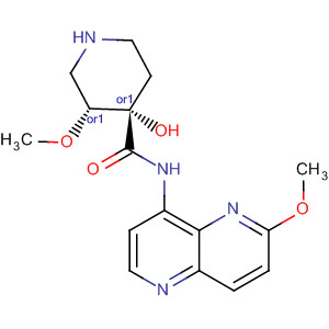 495415-31-1  4-Piperidinecarboxamide,4-hydroxy-3-methoxy-N-(6-methoxy-1,5-naftyridine-4-yl)-, (3R,4S)-rel-