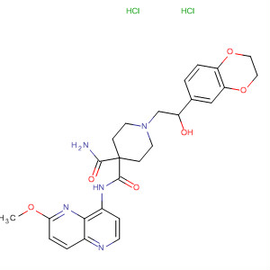 495415-39-9  4,4-Piperidinedicarboxamide,1-[2-(2,3-dihydro-1,4-benzodioxin-6-yl)-2-hydroxyethyl]-N-(6-methoxy-1,5-naphthyridin-4-yl)-, dihydrochloride