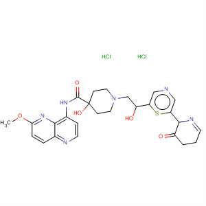 495415-45-7  4-Piperidinecarboxamide,1-[2-(3,4-dihydro-3-oxo-2H-pyrido[3,2-b]-1,4-thiazin-6-yl)-2-hydroxyethyl]-4-hydroxy-N-(6-methoxy-1,5-naphthyridin-4-yl)-, dihydrochloride