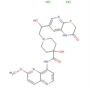 495415-81-1  4-Piperidinecarboxamide,1-[2-(2,3-dihydro-2-oxo-1H-pyrido[2,3-b][1,4]thiazin-7-yl)-2-hydroxyethyl]-4-hydroxy-N-(6-methoxy-1,5-naphthyridin-4-yl)-, dihydrochloride