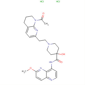 495415-83-3  4-Piperidinecarboxamide,1-[2-(8-acetyl-5,6,7,8-tetrahydro-1,8-naphthyridin-2-yl)ethyl]-4-hydroxy-N-(6-methoxy-1,5-naphthyridin-4-yl)-, dihydrochloride