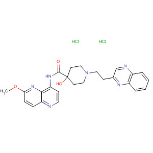 495415-86-6  4-Piperidinecarboxamide,4-hydroxy-N-(6-methoxy-1,5-naphthyridin-4-yl)-1-[2-(2-quinoxalinyl)ethyl]-, dihydrochloride