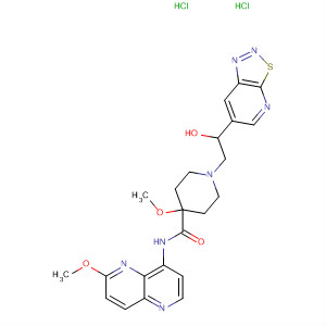 495415-88-8  4-Piperidinecarboxamide,1-[2-hydroxy-2-([1,2,3]thiadiazolo[5,4-b]pyridin-6-yl)ethyl]-4-methoxy-N-(6-methoxy-1,5-naphthyridin-4-yl)-, dihydrochloride