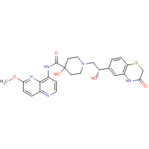 495416-21-2  4-Piperidinecarboxamide,1-[(2S)-2-(3,4-dihydro-3-oxo-2H-1,4-benzothiazin-6-yl)-2-hydroxyethyl]-4-hydroxy-N-(6-methoxy-1,5-naphthyridin-4-yl)-