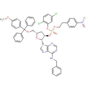 486424-62-8  2'-Adenylic acid,3'-deoxy-5'-O-[(4-methoxyphenyl)diphenylmethyl]-N-(phenylmethyl)-,2,5-dichlorophenyl 2-(4-nitrophenyl)ethyl ester