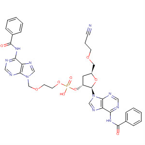 486424-67-3  2'-Adenylic acid, N-benzoyl-3'-deoxy-,2-[[6-(benzoylamino)-9H-purin-9-yl]methoxy]ethyl 2-cyanoethyl ester