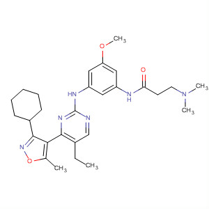 486429-02-1  Propanamide,N-[3-[[4-(3-cyclohexyl-5-methyl-4-isoxazolyl)-5-ethyl-2-pyrimidinyl]amino]-5-methoxyphenyl]-3-(dimethylamino)-
