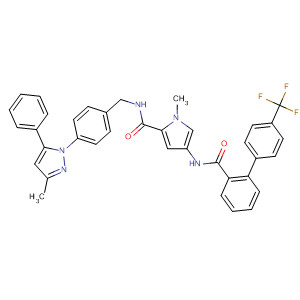 486435-00-1  1H-Pyrrole-2-carboxamide,1-methyl-N-[[4-(3-methyl-5-phenyl-1H-pyrazol-1-yl)phenyl]methyl]-4-[[[4'-(trifluoromethyl)[1,1'-biphenyl]-2-yl]carbonyl]amino]-