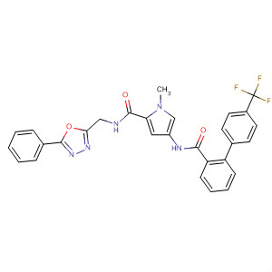 486435-52-3  1H-Pyrrole-2-carboxamide,1-methyl-N-[(5-phenyl-1,3,4-oxadiazol-2-yl)methyl]-4-[[[4'-(trifluoromethyl)[1,1'-biphenyl]-2-yl]carbonyl]amino]-