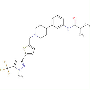 487050-83-9  Propanamide,2-methyl-N-[3-[1-[[5-[1-methyl-5-(trifluoromethyl)-1H-pyrazol-3-yl]-2-thienyl]methyl]-4-piperidinyl]phenyl]-