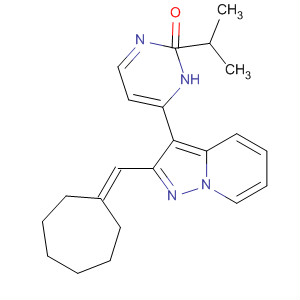 487062-46-4  3(2H)-Pyridazinone,6-[2-(cycloheptylidenemethyl)pyrazolo[1,5-a]pyridin-3-yl]-2-(1-methylethyl)-