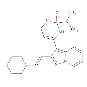 487062-62-4  3(2H)-Pyridazinone,6-[2-[(1E)-2-cyclohexylethenyl]pyrazolo[1,5-a]pyridin-3-yl]-2-(1-methylethyl)-