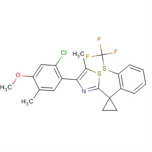 488105-78-8  Thiazole,4-(2-chloro-4-methoxy-5-methylphenyl)-5-methyl-2-[1-[2-[(trifluoromethyl)thio]phenyl]cyclopropyl]-