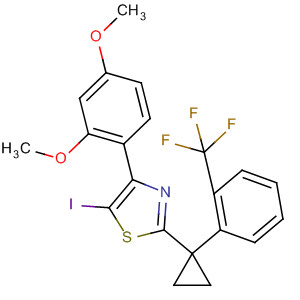 488105-88-0  Thiazole,4-(2,4-dimethoxyphenyl)-5-iodo-2-[1-[2-(trifluoromethyl)phenyl]cyclopropyl]-