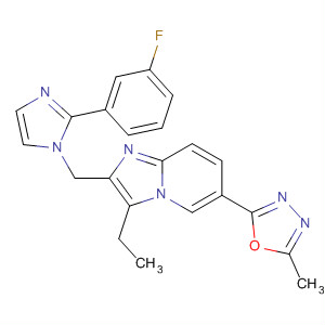 488115-78-2  Imidazo[1,2-a]pyridine,3-ethyl-2-[[2-(3-fluorophenyl)-1H-imidazol-1-yl]methyl]-6-(5-methyl-1,3,4-oxadiazol-2-yl)-