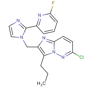 488116-11-6  Imidazo[1,2-b]pyridazine,6-chloro-2-[[2-(6-fluoro-2-pyridinyl)-1H-imidazol-1-yl]methyl]-3-propyl-