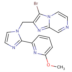 488116-83-2  Imidazo[1,2-a]pyrazine,3-bromo-2-[[2-(6-methoxy-2-pyridinyl)-1H-imidazol-1-yl]methyl]-