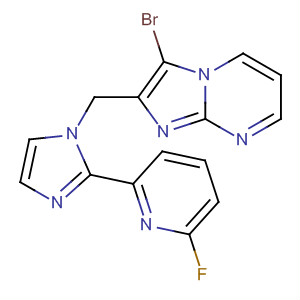488116-87-6  Imidazo[1,2-a]pyrimidine,3-bromo-2-[[2-(6-fluoro-2-pyridinyl)-1H-imidazol-1-yl]methyl]-