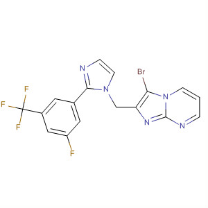 488117-05-1  Imidazo[1,2-a]pyrimidine,3-bromo-2-[[2-[3-fluoro-5-(trifluoromethyl)phenyl]-1H-imidazol-1-yl]methyl]-